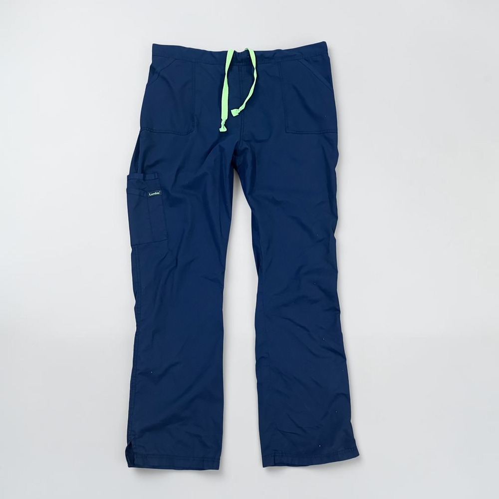 Landau Women Scrub Pants Cargo Drawstring Navy Blue XL Tall Medical 2042 32"